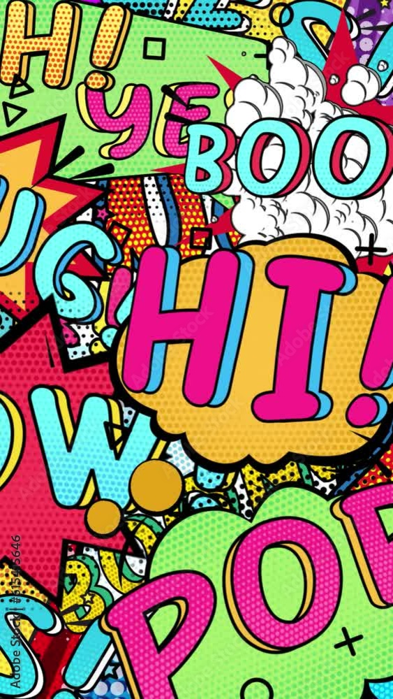 Animated Pop Art Background, Loop Animated Pop Art Background, Loop