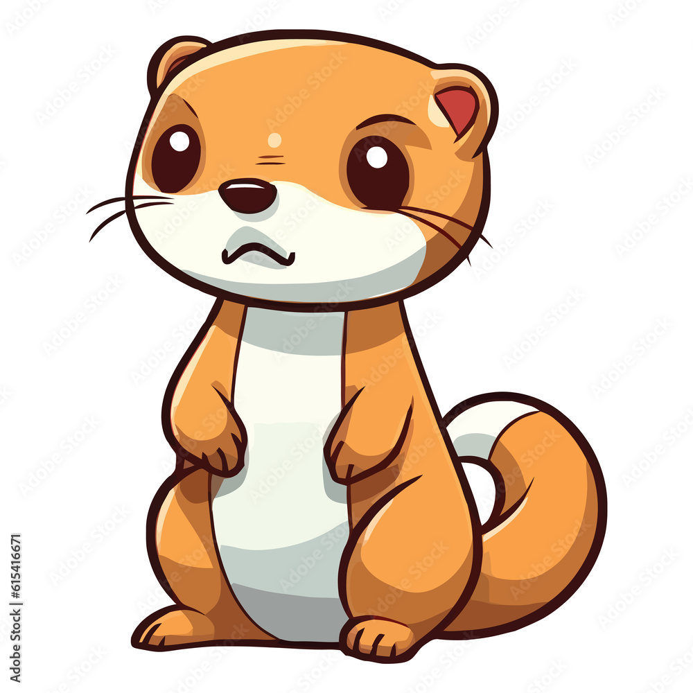Playful Woodland Acrobat: Playful 2D Illustration of a Darling Stoat Playful Woodland Acrobat: Playful 2D Illustration of a Darling Stoat