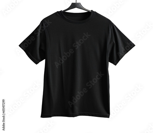Black casual empty t-shirt. Transparent background. Generative AI. © s1llu