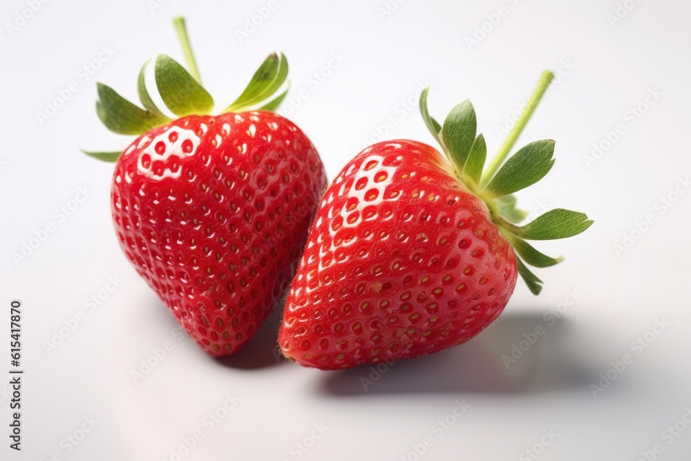 Illustration of two ripe red strawberries side by side created with Generative AI technology Illustration of two ripe red strawberries side by side created with Generative AI technology
