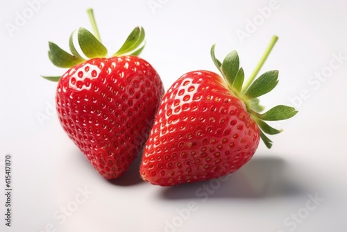 Illustration of two ripe red strawberries side by side created with Generative AI technology