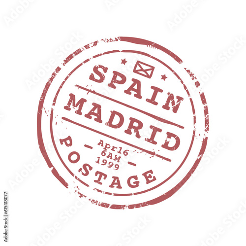 Spain Madrid postage passport visa travel stamp, Europe immigration office border control mark. Vector arrival visa in airport template