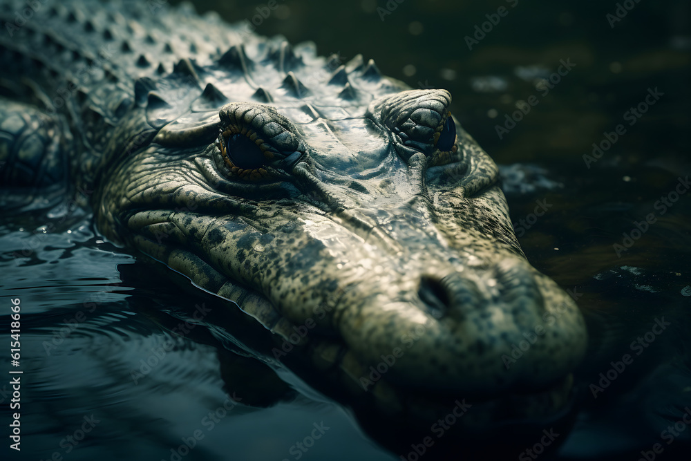 Obraz premium The Mighty Caiman in Freshwater Habitats. Generative AI
