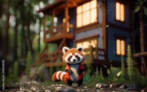 Red panda in the garden.