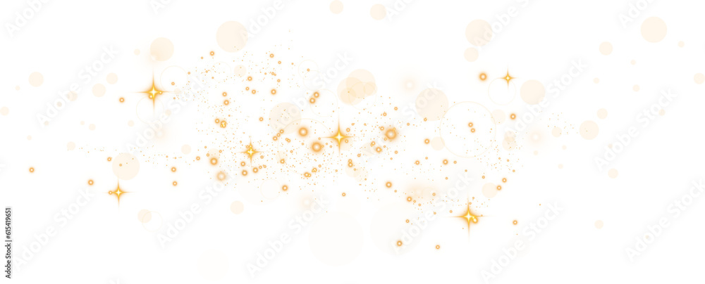 Fototapeta premium Golden glitter wave abstract illustration. Golden stars dust trail sparkling particles isolated on transparent background. Magic concept. PNG.