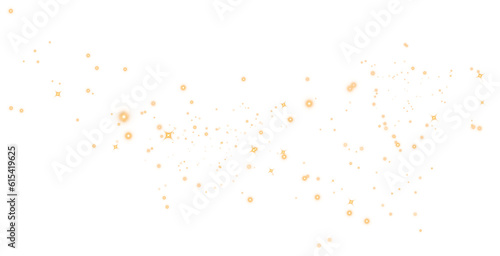 Golden glitter wave abstract illustration. Golden stars dust trail sparkling particles isolated on transparent background. Magic concept. PNG.