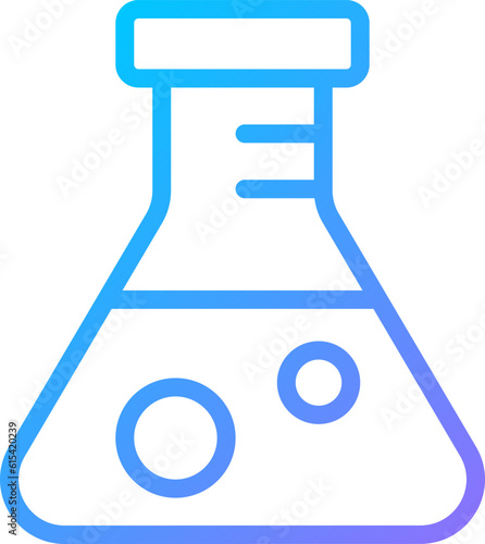 Conical flask pixel perfect gradient linear vector icon. Scientific experiment. Medical test. Laboratory glassware. Thin line color symbol. Modern style pictogram. Vector isolated outline drawing