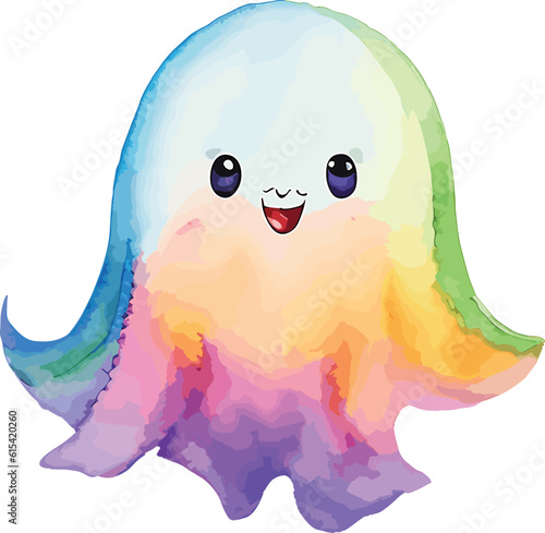 Watercolor Cute Ghost Halloween Clipart
