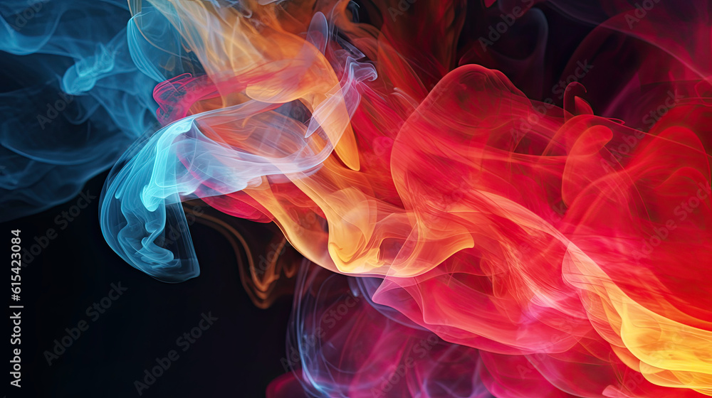 Fototapeta premium Colorful smoke on black background. Generative AI