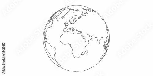 One line style world globe earth - Simple modern minimalism style vector isolated on white background.