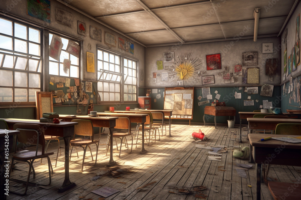 School class illustration with no people School class illustration with no people