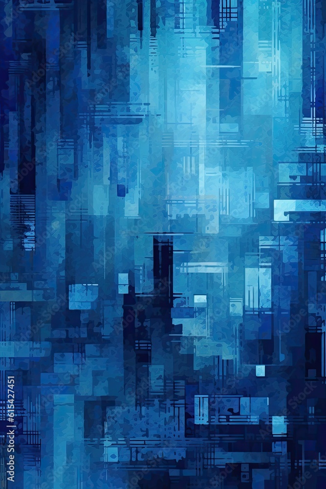 Exciting Blue Chaos. Abstract Background with Swirls and Splashes. generative ai