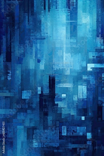 Exciting Blue Chaos. Abstract Background with Swirls and Splashes. generative ai