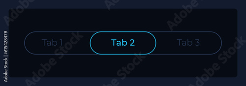 Chosen second tab in menu bar UI element template. Editable isolated vector dashboard component. Flat user interface. Visual data presentation. Web design widget for mobile application with dark theme