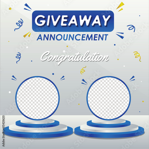 Giveaway winner announcement social media post banner template