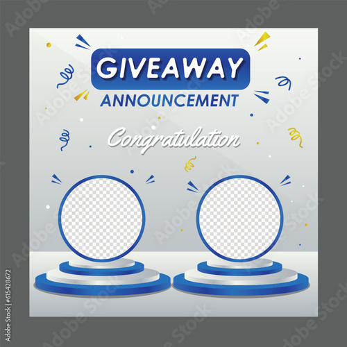 Giveaway winner announcement social media post banner template