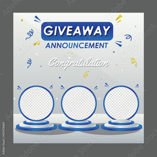 Giveaway winner announcement social media post banner template
