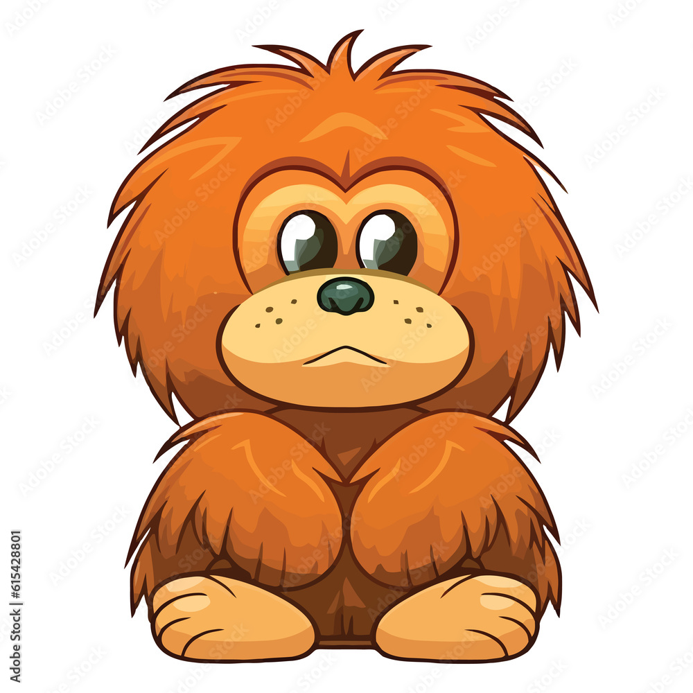 Enchanting Canopy Companion: Enchanting 2D Illustration of a Playful Sumatran Orangutan Enchanting Canopy Companion: Enchanting 2D Illustration of a Playful Sumatran Orangutan
