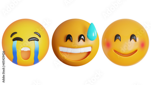 3D Design Vector New Modern Emoticons Set with Different Reactions for Social Network