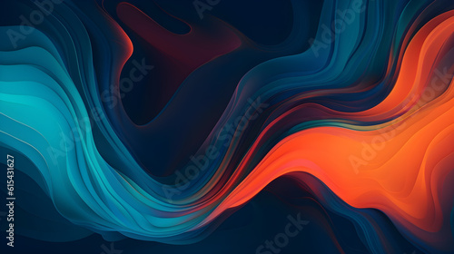 Blue and orange with dark abstract background created with Generative AI