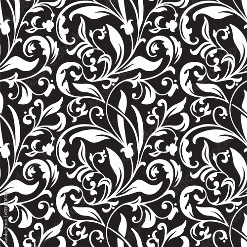 Seamless pattern with white tracery on a black background.   seamless wallpaper background vector design. 