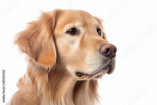 Portrait of Golden Retriever dog on white background