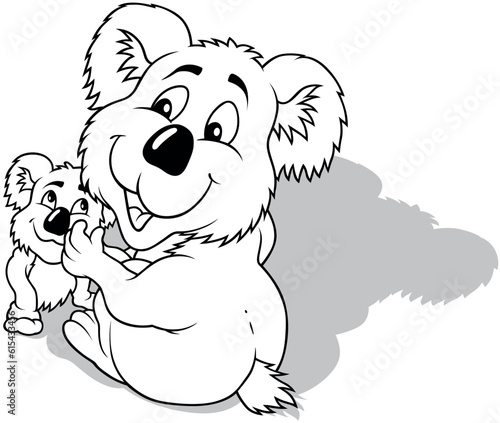 Drawing of a Sitting Cute K...