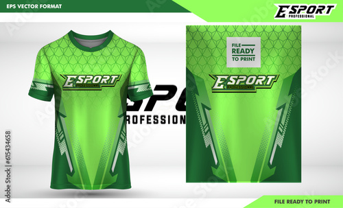 Specification Soccer Sport mockup , Esports Gaming T Shirt Jersey template. mock up uniform . Vector Illustration design, neon green simple and anti mainstream design