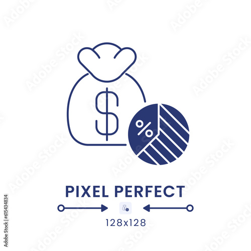 Taxable Income black solid desktop icon. Capital gains. Tax deductions. Business earnings. Pixel perfect 128x128, outline 2px. Silhouette symbol on white space. Glyph pictogram. Isolated vector image