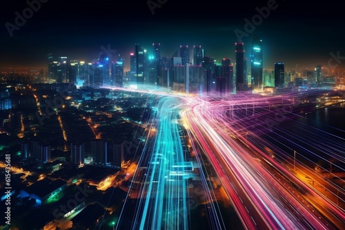 High-Speed Light Trails of Digital Data Transfer in a Smart Digital City. AI