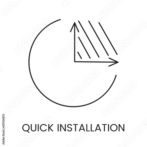 Vector line icon representing quick installation.