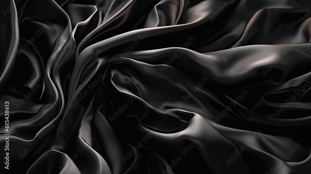 Schön drapierter schwarzer Satin-Stoff. Schön drapierter schwarzer Satin-Stoff.
