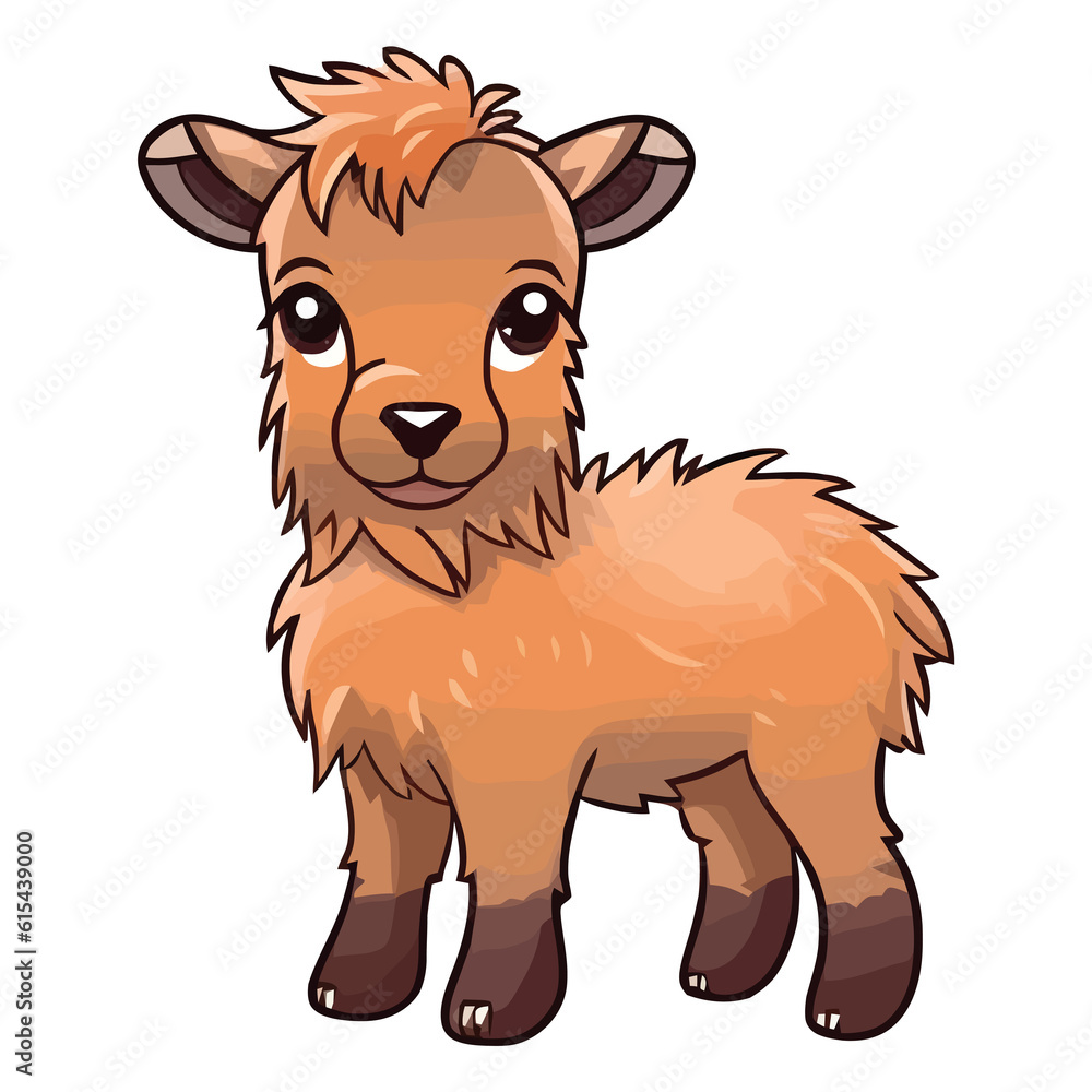 Tahr Portrait: Vibrant 2D Illustration Depicting a Cute Alpine Adventurer Tahr Portrait: Vibrant 2D Illustration Depicting a Cute Alpine Adventurer