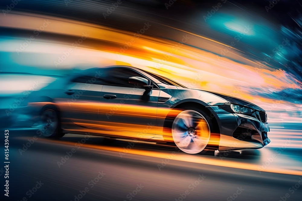Naklejka premium Car in motion background, ai generated