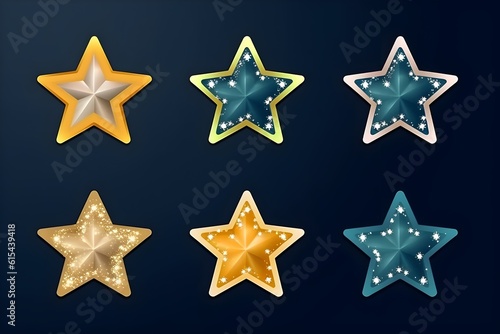 Set of colorful stars illustration, ai generated