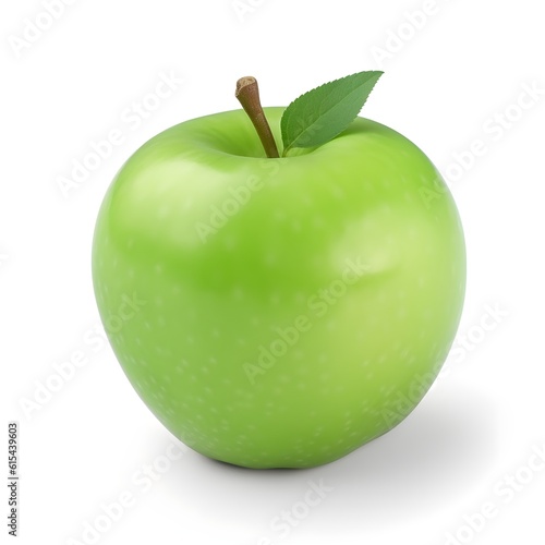 Green apple on white, ai generated