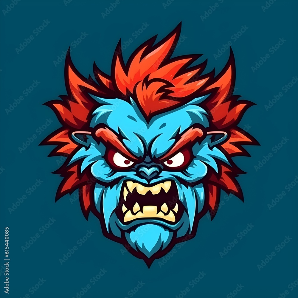 Abstract mascot character face in bright vivd colors, ai generated Abstract mascot character face in bright vivd colors, ai generated