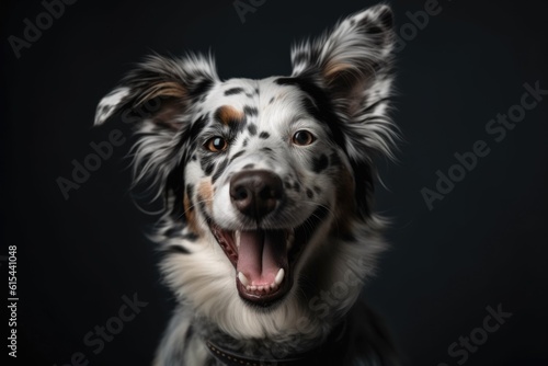 portrait of happy dog with tongue sticking out and head tilted in playful pose, created with generative ai © Natalia
