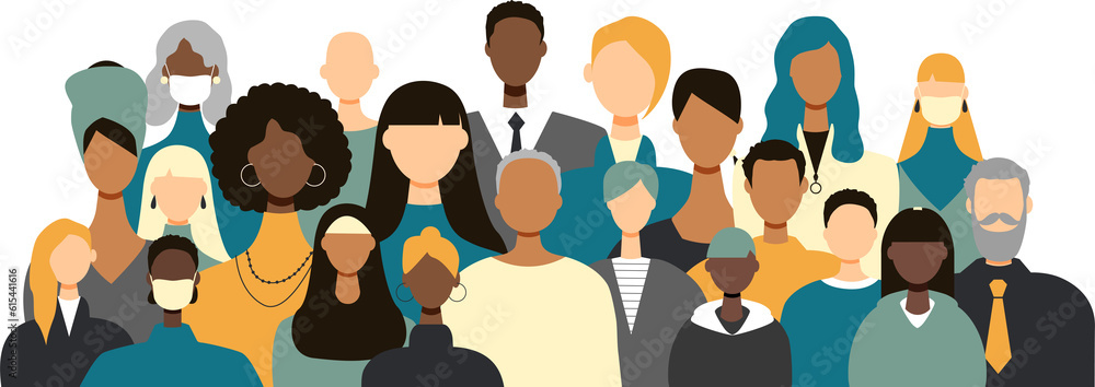 Obraz premium Different people stand side by side together.