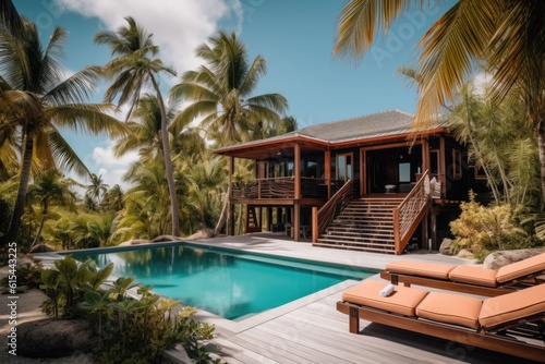 remote island getaway with luxury villa  private beach and pool  created with generative ai