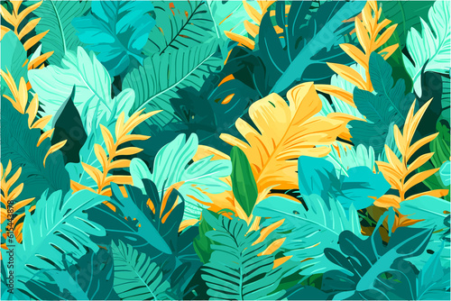 Exotic Foliage Wallpaper (AI-Assisted) Vector available