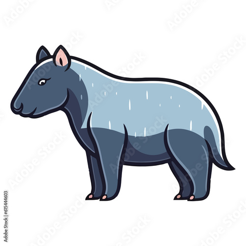 Adorable Rainforest Charmer  Vibrant 2D Illustration Featuring a Cute Tapir