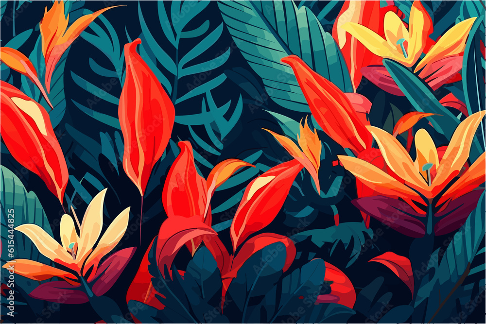 Exotic foliage wallpaper (AI-assisted)