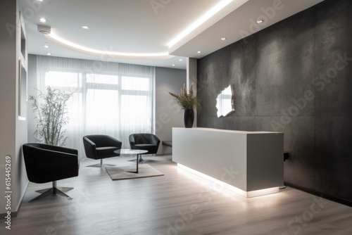 minimalist reception area with sleek furniture and modern lighting  created with generative ai