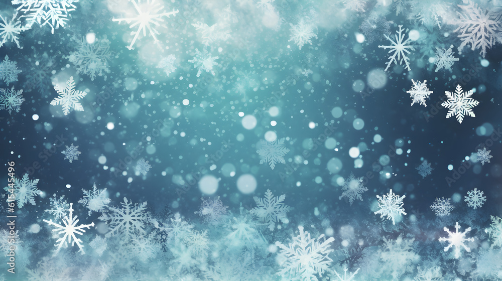 christmas background with snowflakes created with Generative AI