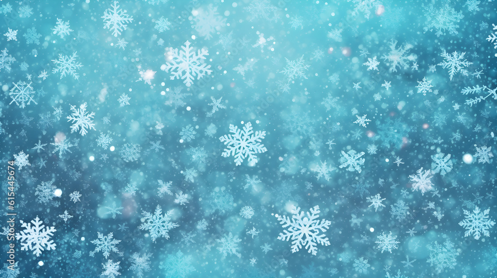 blue christmas full of snowflakes background created with Generative AI