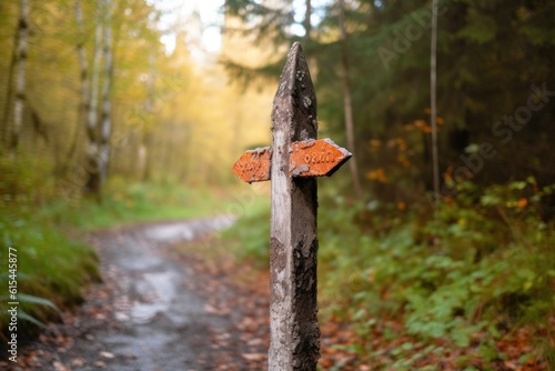 trail marker signpost with arrows pointing in different directions, created with generative ai
