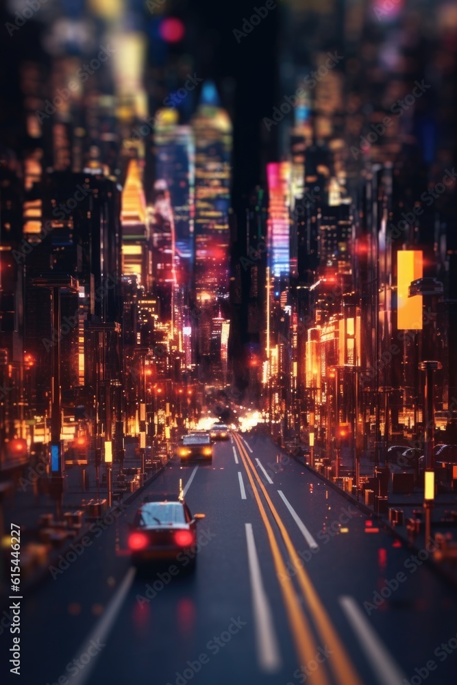 blurred city lights at night for bokeh effect, created with generative ai