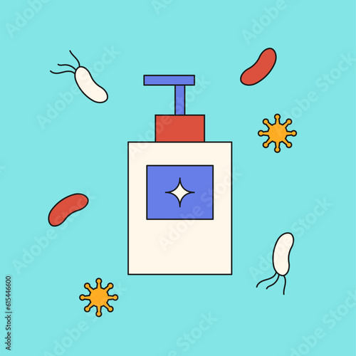 Antibacterial soap illustration. Vector. Hygiene illustration.