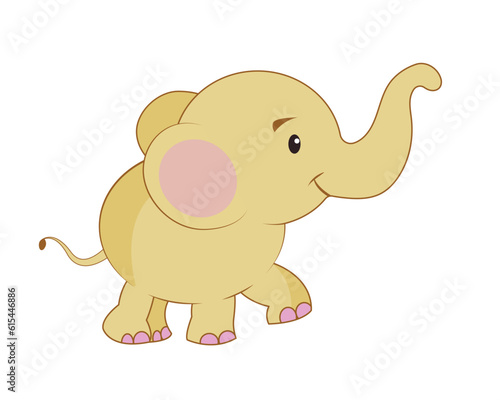 Funny beautiful African elephant illustration. Cartoon cute baby elefante. vector illustration © Anna
